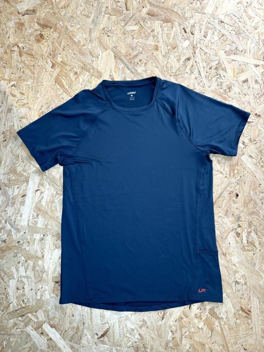Unipro Qwick-Dry Athletic Shirt Mens Large Blue Short Sleeve Side Pocket Tee